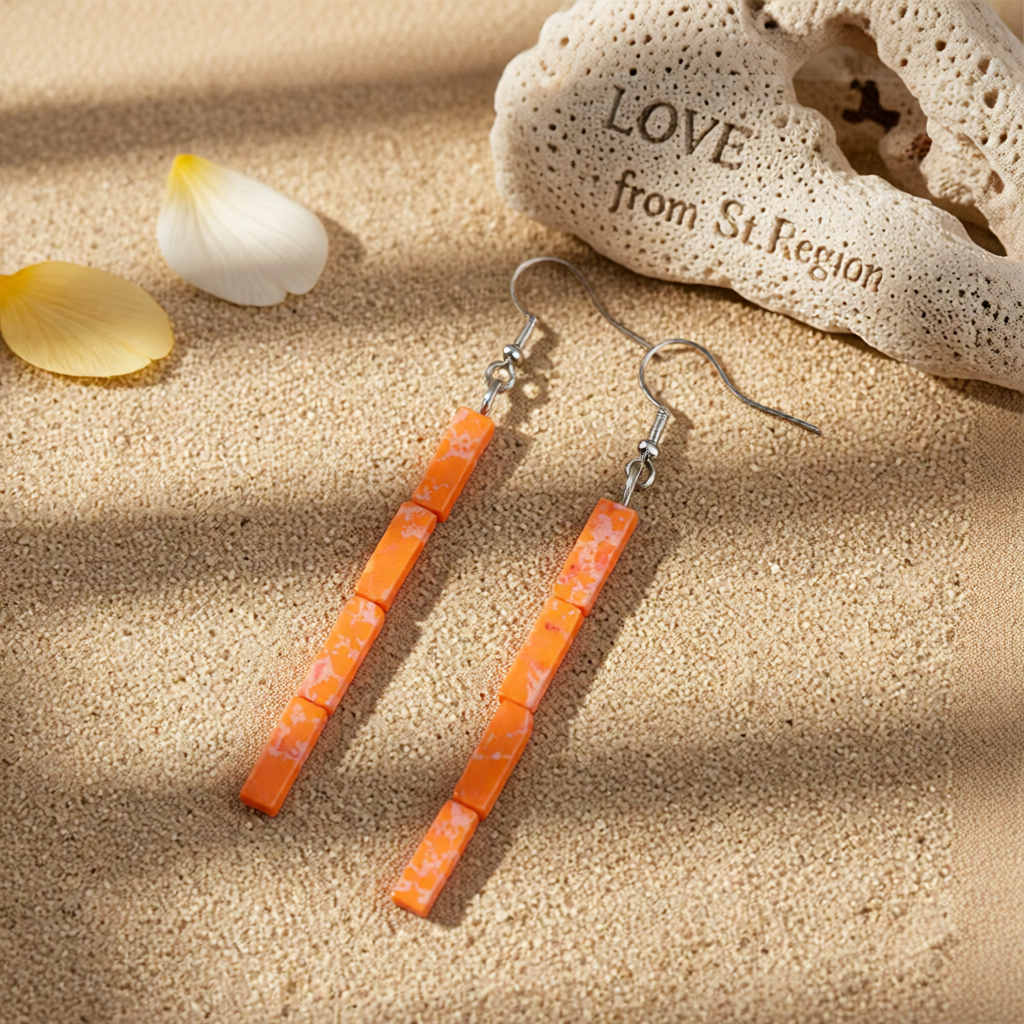 Yellow Howlite & Silver-Plated Cylinder Bead Drop Earrings