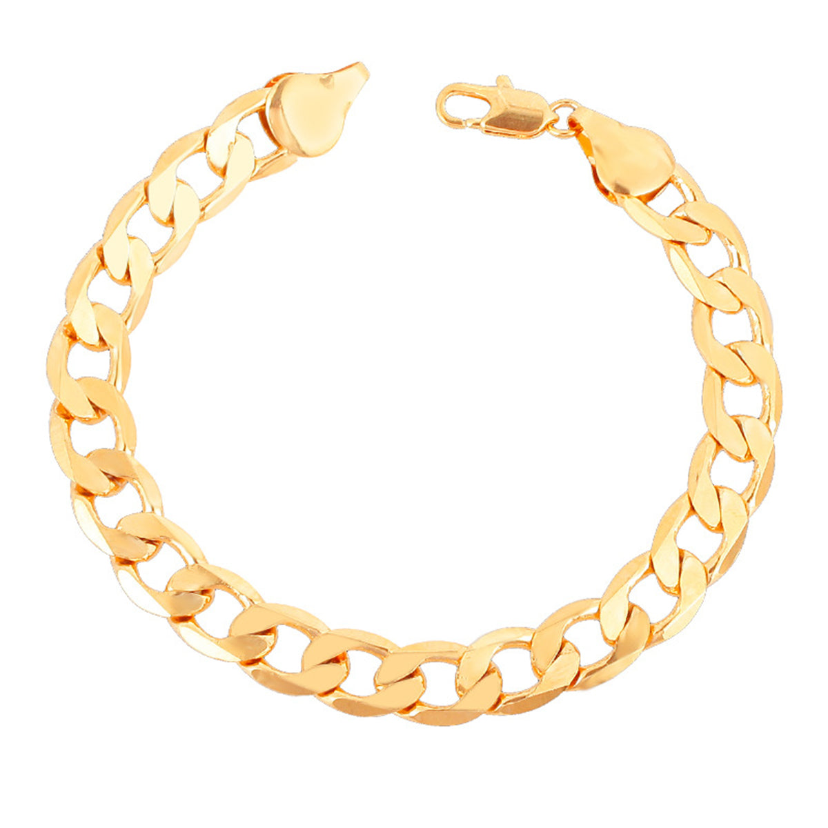 18K Gold-Plated Chunky Curb Chain Bracelet, gold bracelet for women, elegant gift for her, front view