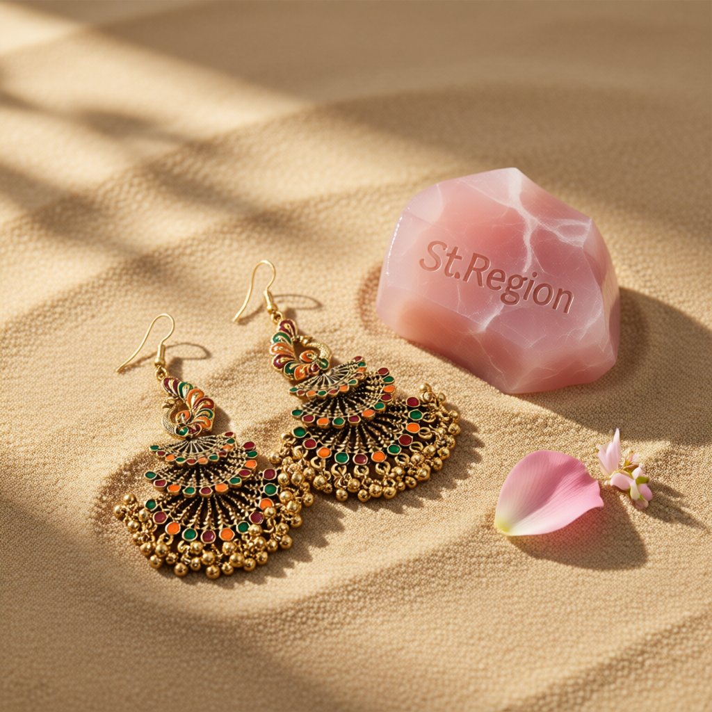 Brown Enamel and 18K Gold-Plated Peacock Bead Tassel Drop Earrings, gold drop earrings for women, detail close-up