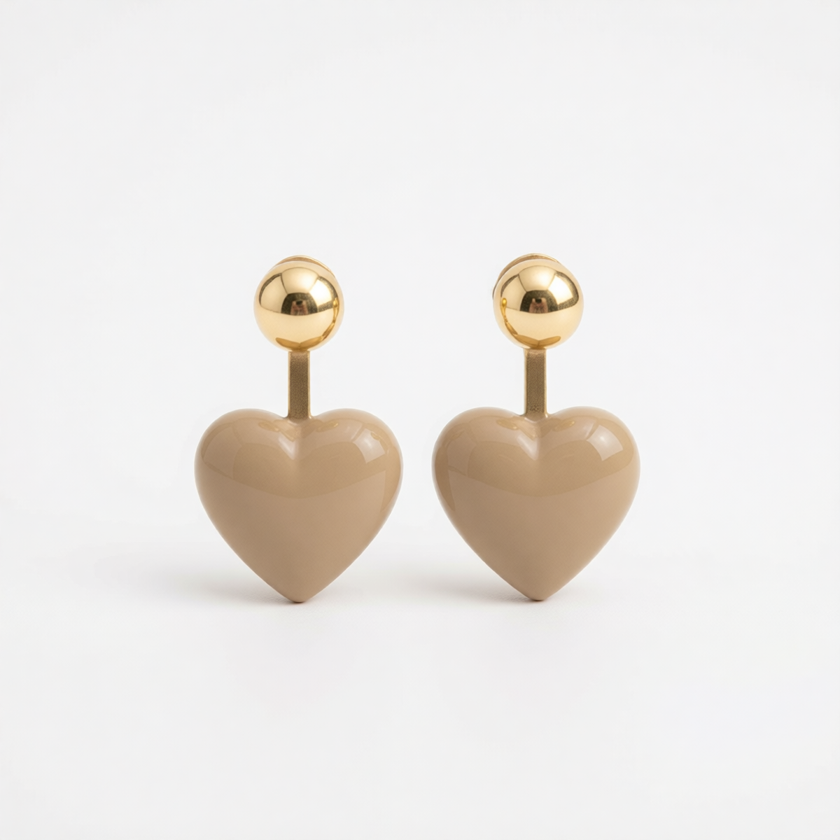 Gray Enamel & 18K Gold-Plated Heart Ear Jackets