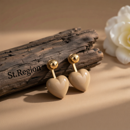 Gray Enamel & 18K Gold-Plated Heart Ear Jackets