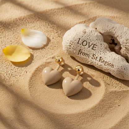 Gray Enamel & 18K Gold-Plated Heart Ear Jackets