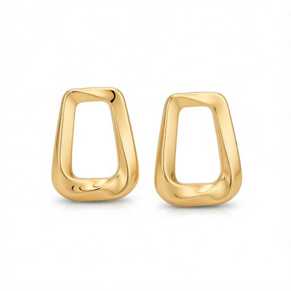 18K Gold-Plated Open Ladder Stud Earrings, gold stud earrings for women, vintage-inspired design, side view