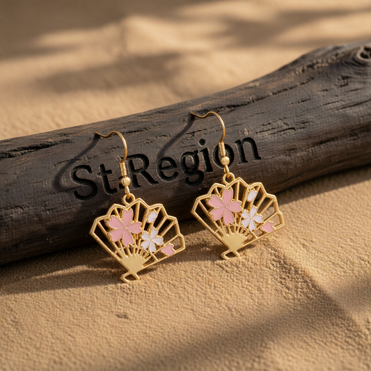 Enamel & 18K Gold-Plated Flower Fan Drop Earrings