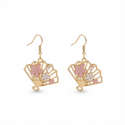 Enamel & 18K Gold-Plated Flower Fan Drop Earrings