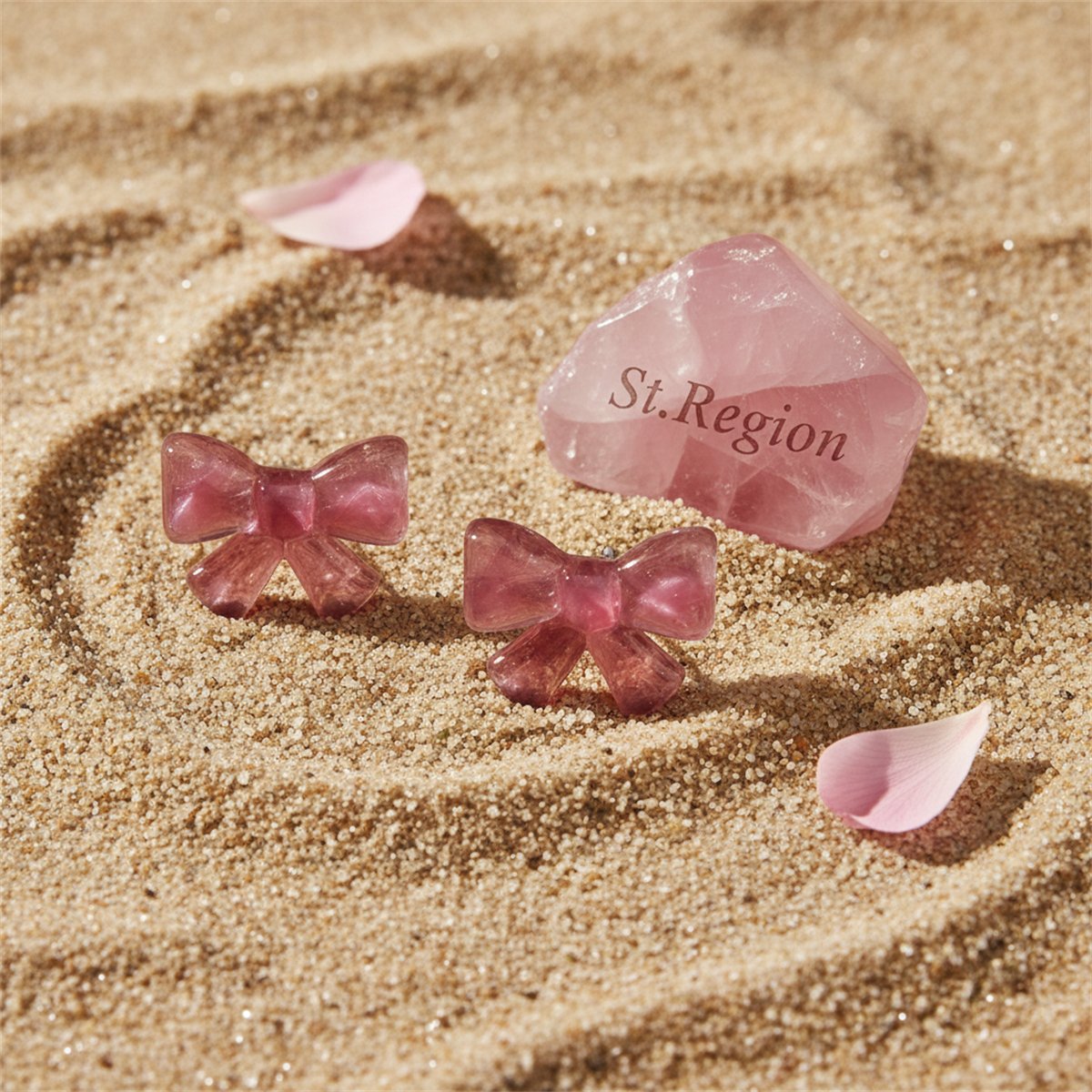 Pink and Silver-Plated Bow Stud Earrings, silver stud earrings for women, everyday style, detail close-up