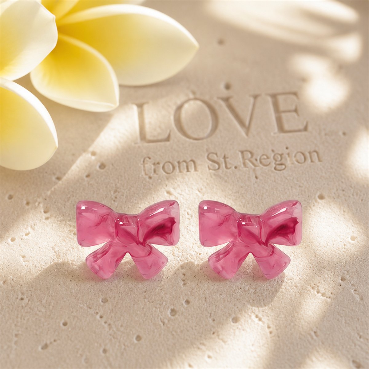 Pink and Silver-Plated Bow Stud Earrings, silver stud earrings for women, everyday style, lifestyle look