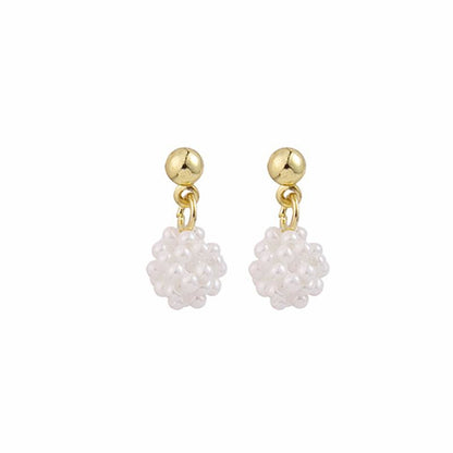 Pearl and 18K Gold-Plated Ball Drop Earrings, gold drop earrings for women, everyday style, styled look