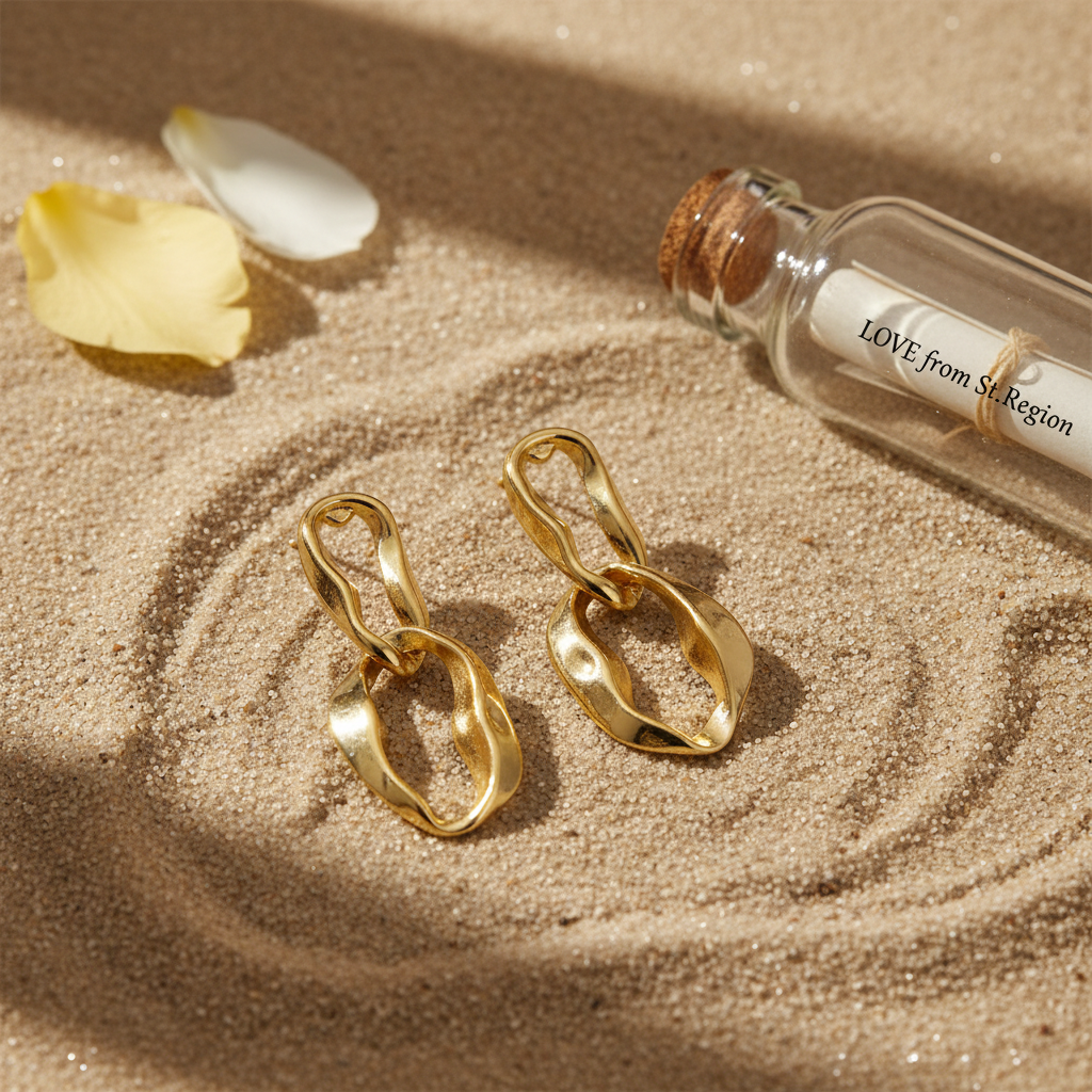 18K Gold-Plated Abstract Interlocked Oval Drop Earrings - Street Region