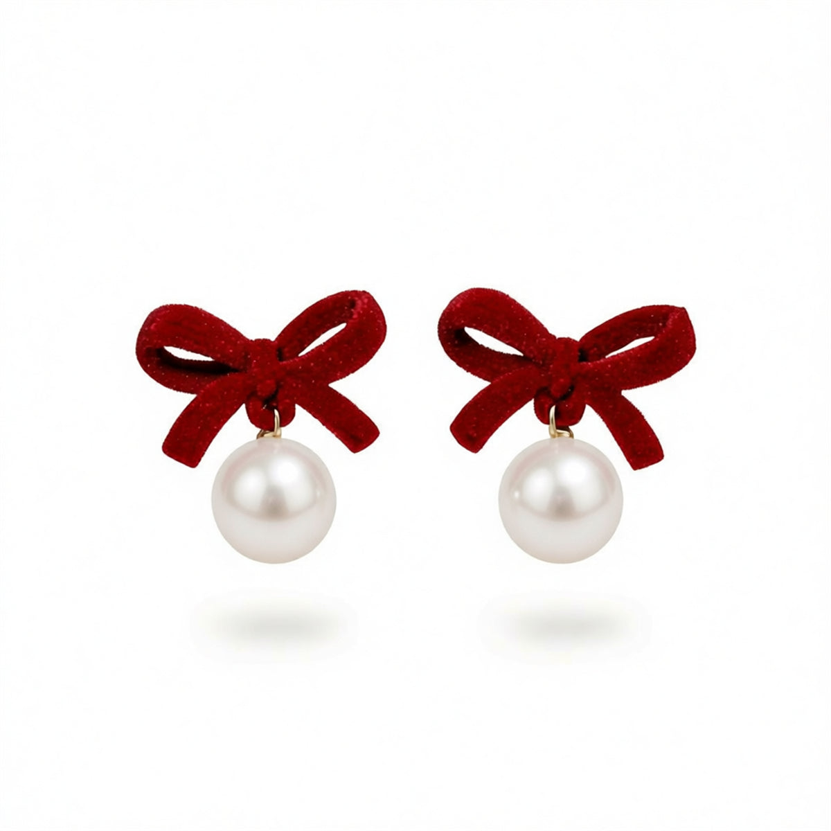 Red Nylon & Pearl 18K Gold-Plated Bow Drop Earrings