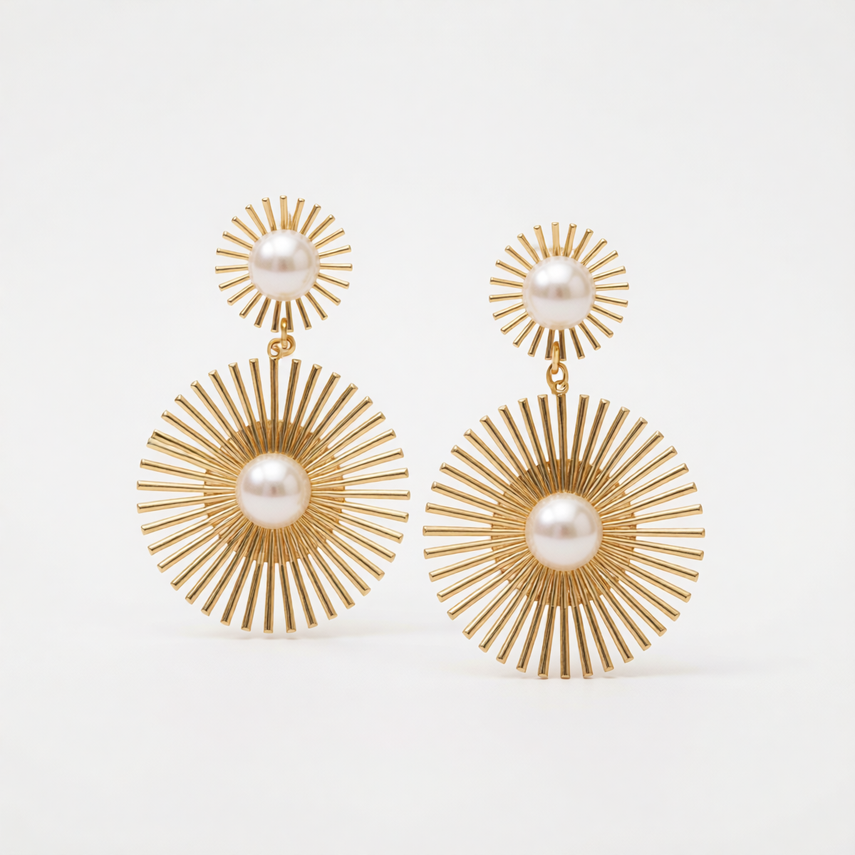 Pearl & 18K Gold-Plated Abstract Botanical Drop Earrings