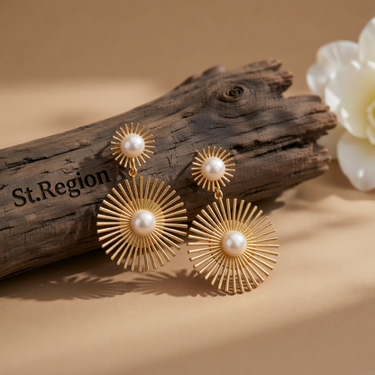 Pearl & 18K Gold-Plated Abstract Botanical Drop Earrings