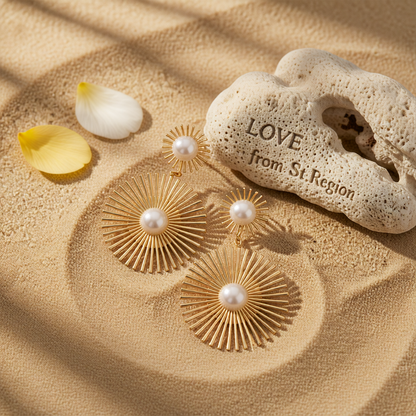 Pearl & 18K Gold-Plated Abstract Botanical Drop Earrings