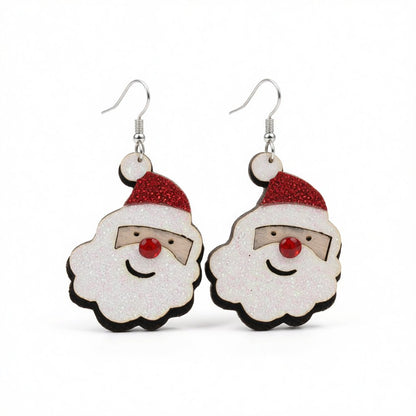 Red and White Glitter Santa Drop Earrings, drop earrings for women, botanical inspired, side view