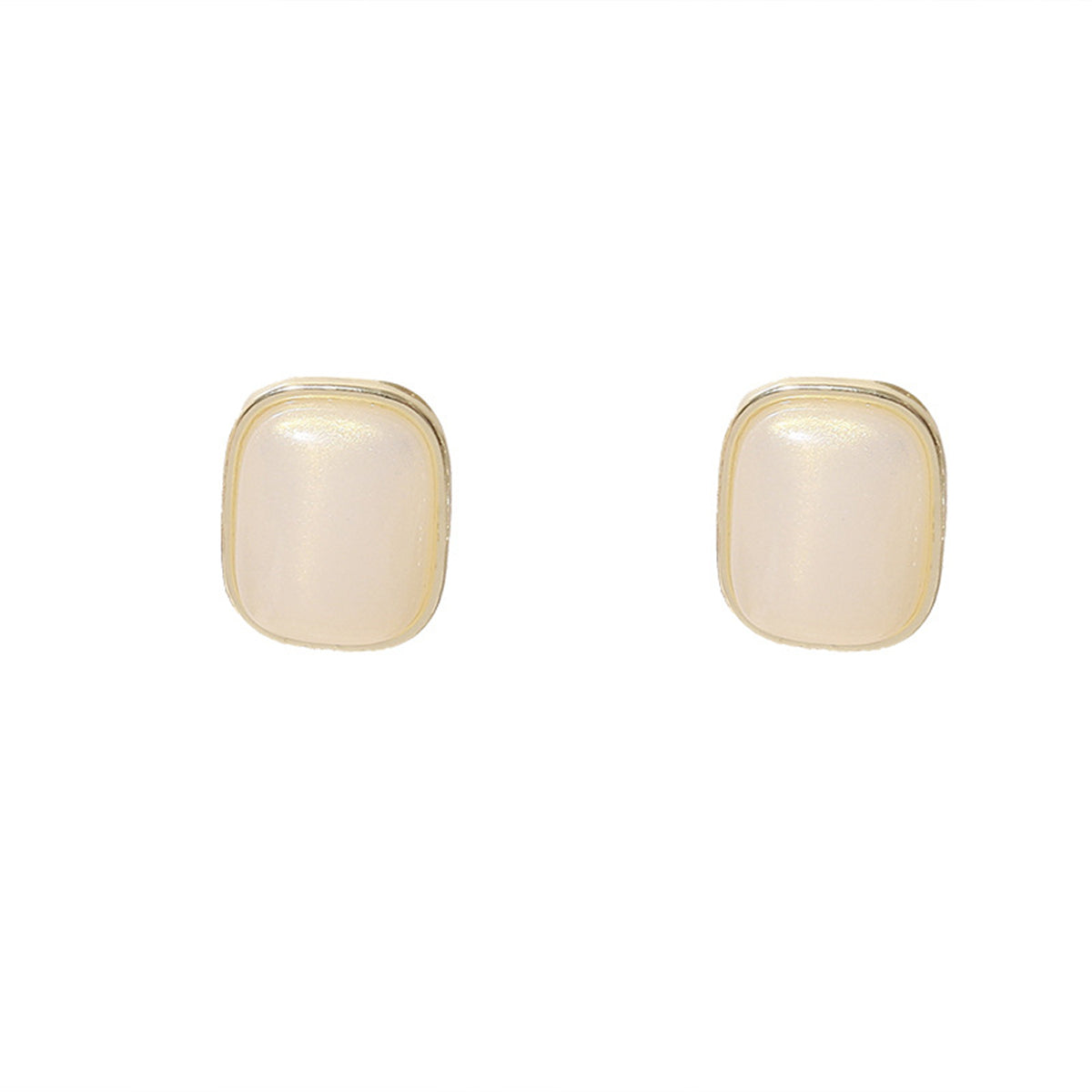 Pink Resin and 18K Gold-Plated Rectangle Cushion Stud Earrings, gold stud earrings for women, botanical inspired, side view