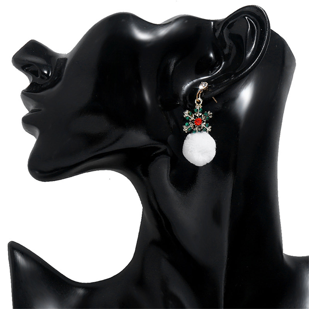 Cubic Zirconia & Enamel 18K Gold-Plated Snowflake Ball Drop Earrings