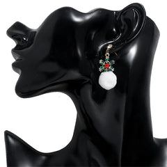 Cubic Zirconia & Enamel 18K Gold-Plated Snowflake Ball Drop Earrings