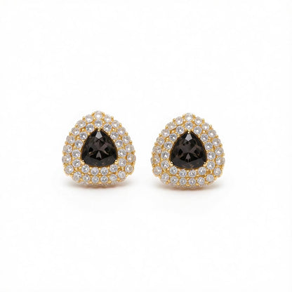 Gray Crystal and Cubic Zirconia Triangle Stud Earrings, cubic zirconia stud earrings for women, side view