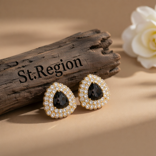Gray Crystal & Cubic Zirconia Triangle Stud Earrings