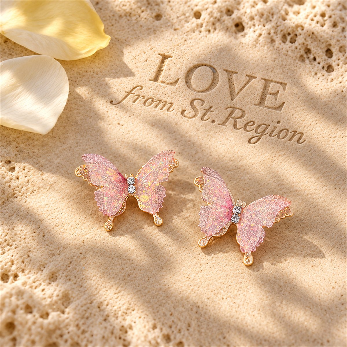 Cubic Zirconia and Polyester 18K Gold-Plated Butterfly Stud Earrings, gold stud earrings for women, lifestyle look