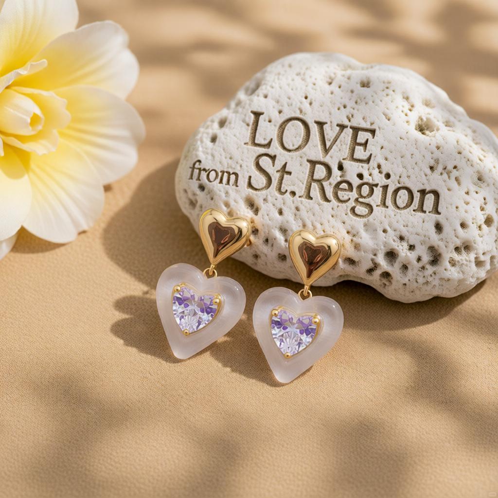 Crystal & Resin 18K Gold-Plated Heart Drop Earrings