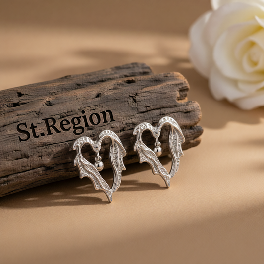 Silver-Plated Textured Bell Heart Stud Earrings