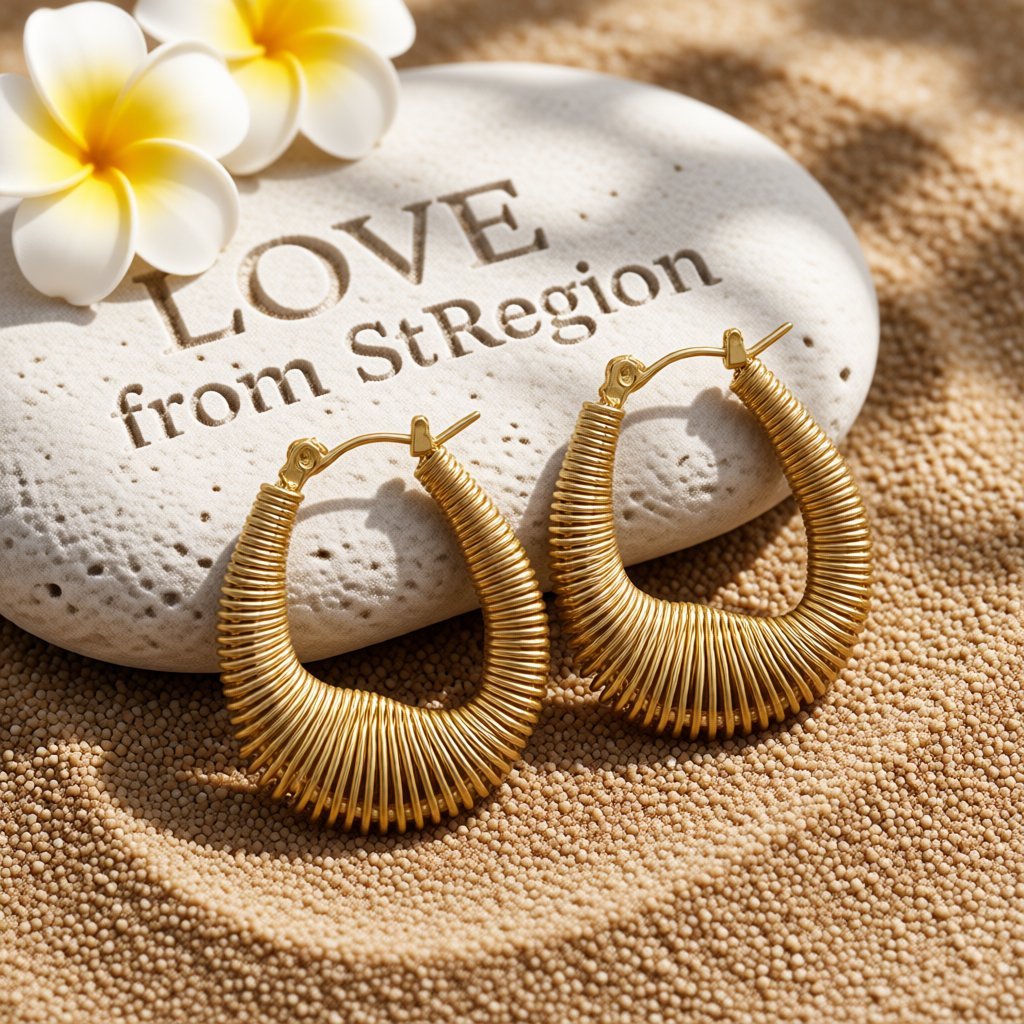 18K Gold-Plated Spring Huggie Earrings, gold huggie earrings, elegant gift for her, lifestyle look