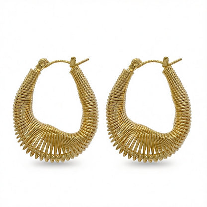 18K Gold-Plated Spring Huggie Earrings, gold huggie earrings, elegant gift for her, side view