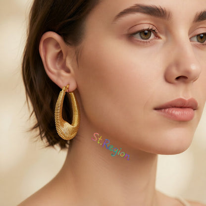 18K Gold-Plated Spring Huggie Earrings, gold huggie earrings, elegant gift for her, styled look
