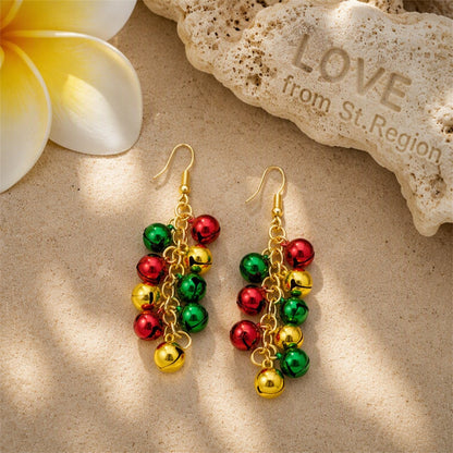 Green and Red Bell Cluster Drop Earrings, drop earrings for women, everyday style, lifestyle look