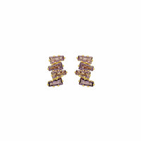 Purple Crystal & 18k Gold-Plated Geometric Stud Earrings