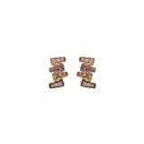 Purple Crystal & 18k Gold-Plated Geometric Stud Earrings