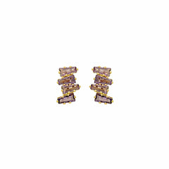 Purple Crystal & 18K Gold-Plated Geometric Stud Earrings