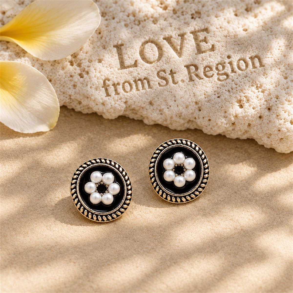 Cubic Zirconia and Pearl Enamel Silver-Plated Flower Stud Earrings, silver stud earrings for women, lifestyle look