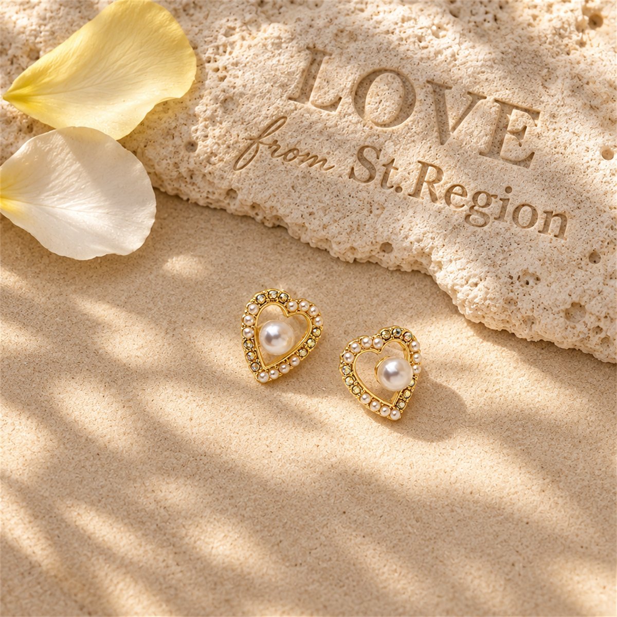 Pearl and Cubic Zirconia 18K Gold-Plated Heart Stud Earring, gold stud earrings for women, everyday style, lifestyle look