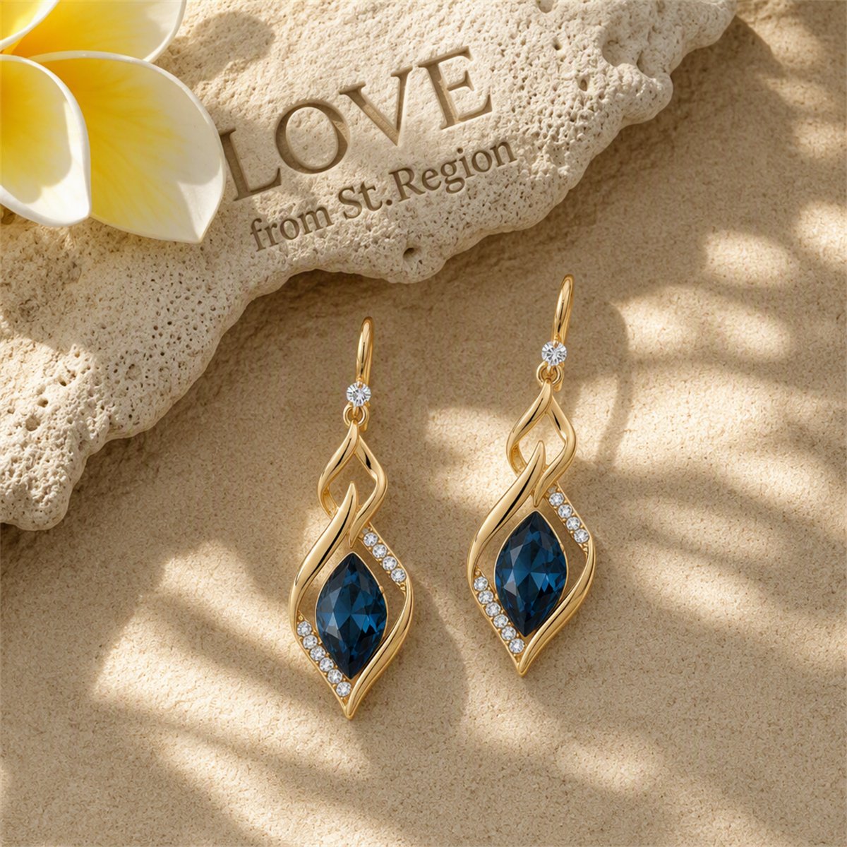 Cubic Zirconia and Blue Crystal Drop Earrings, drop earrings for women, everyday style, lifestyle look