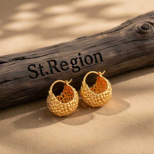 18K Gold-Plated Basket Huggie Earrings