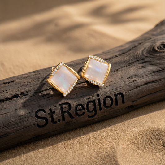 Quartz & Cubic Zirconia Square Stud Earrings