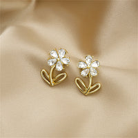 Crystal & 18k Gold-Plated Flower Stud Earrings
