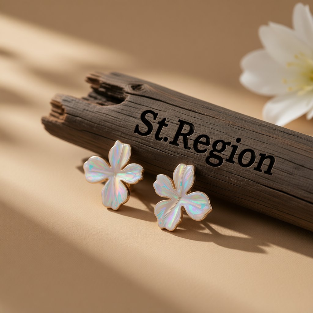 Pink Multicolor Acrylic Flower Stud Earrings, stud earrings for women, botanical inspired, front view