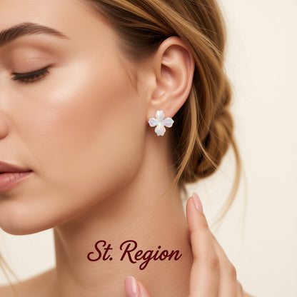 Pink Multicolor Acrylic Flower Stud Earrings, stud earrings for women, botanical inspired, styled look