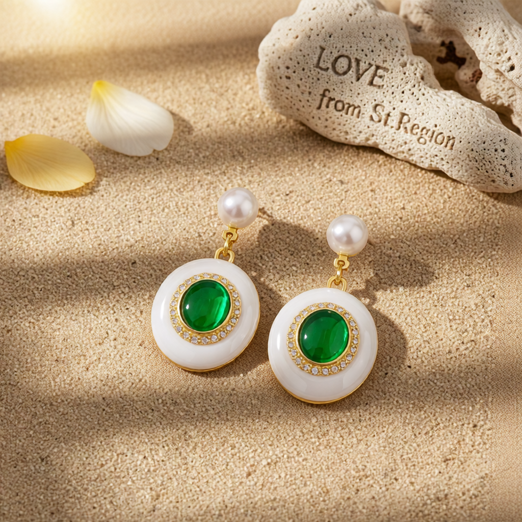 Green Quartz & Pearl 18K Gold-Plated Oval Drop Earrings