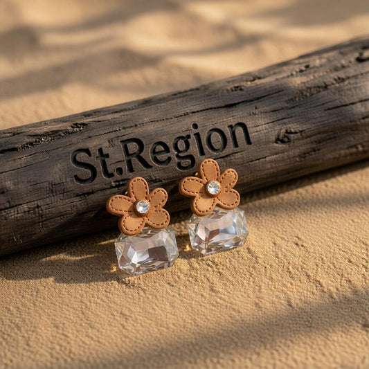Cubic Zirconia & Crystal Flower Stud Earrings