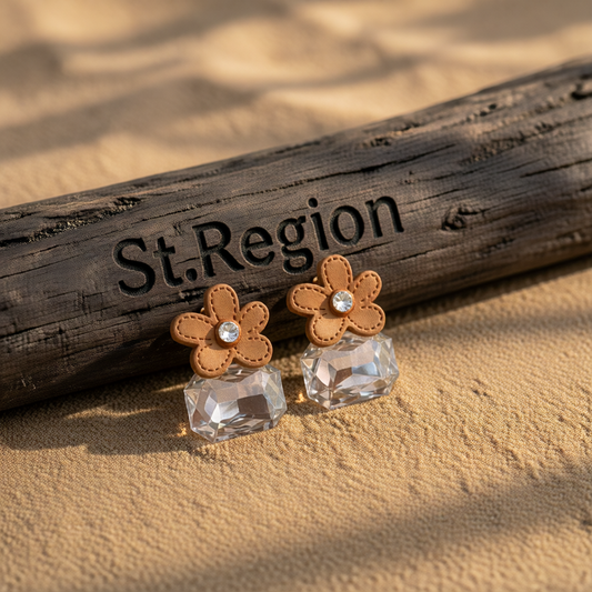 Cubic Zirconia & Crystal Flower Stud Earrings