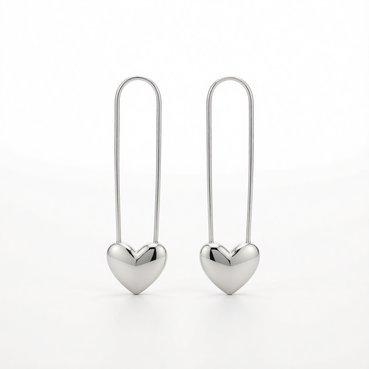 Silver-Plated Heart Pin Earrings