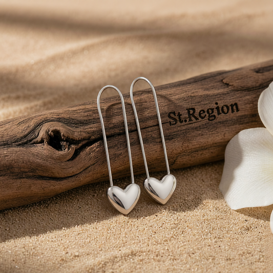 Silver-Plated Heart Pin Earrings