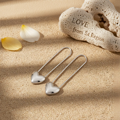 Silver-Plated Heart Pin Earrings