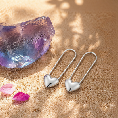 Silver-Plated Heart Pin Earrings
