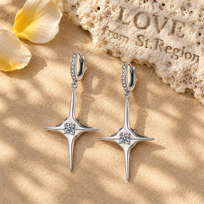 Cubic Zirconia and Silver-Plated Star Huggie Earrings, silver huggie earrings, elegant gift for her, lifestyle look