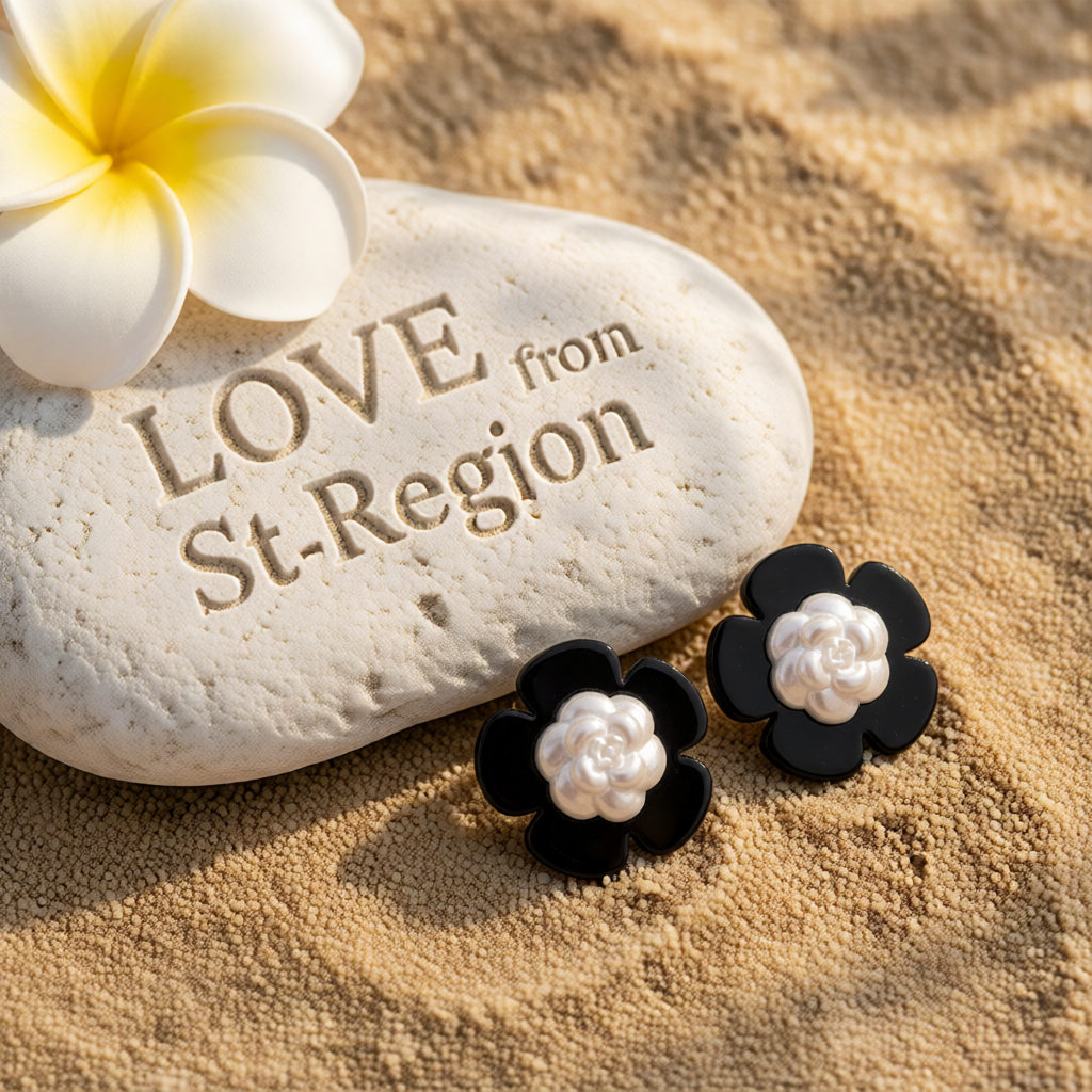 Black & White Floral Stud Earrings